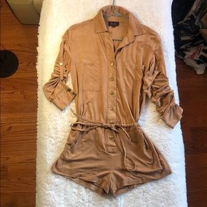 Hot Miami Styles Brown Suede Romper in size S